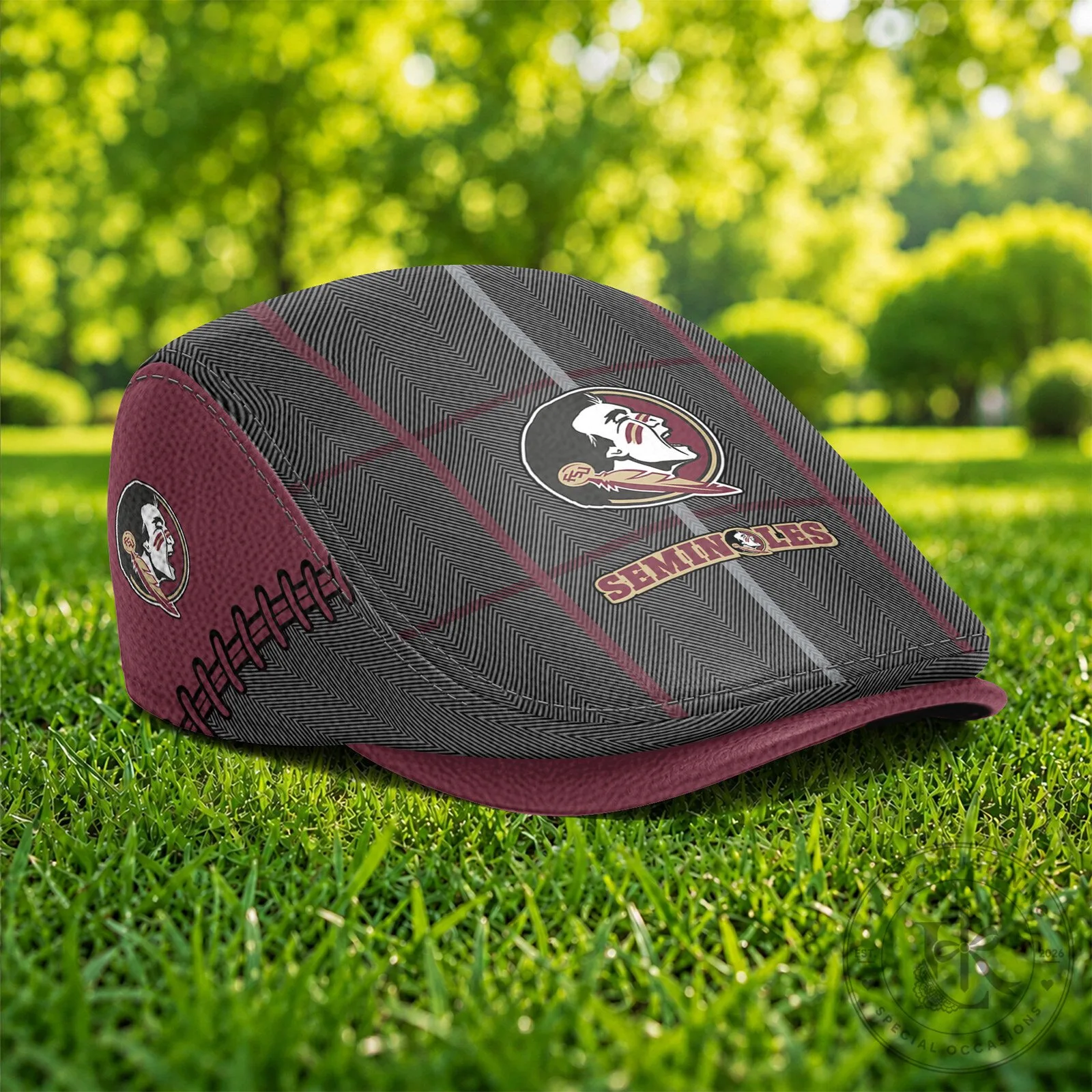 Florida State Seminoles NCAA Plaid Pattern Flat Cap Golf Hat 9 Florida State Seminoles NCAA Plaid Pattern Flat Cap Golf Hat