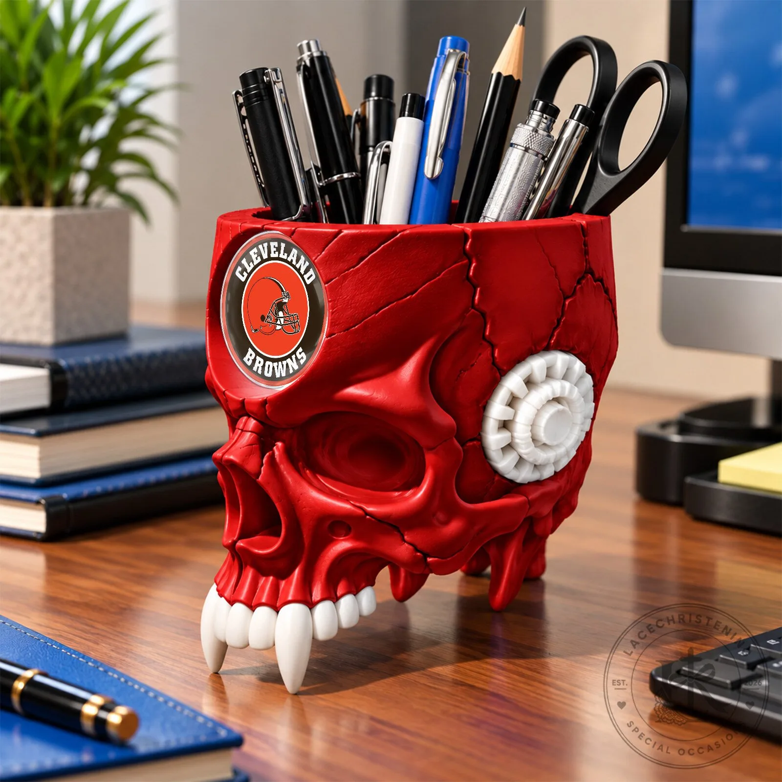 Cleveland Browns NFL Football Team Skull Pen Holder Desk Organizer 13 Cleveland Browns NFL Football Team Skull Pen Holder Desk Organizer