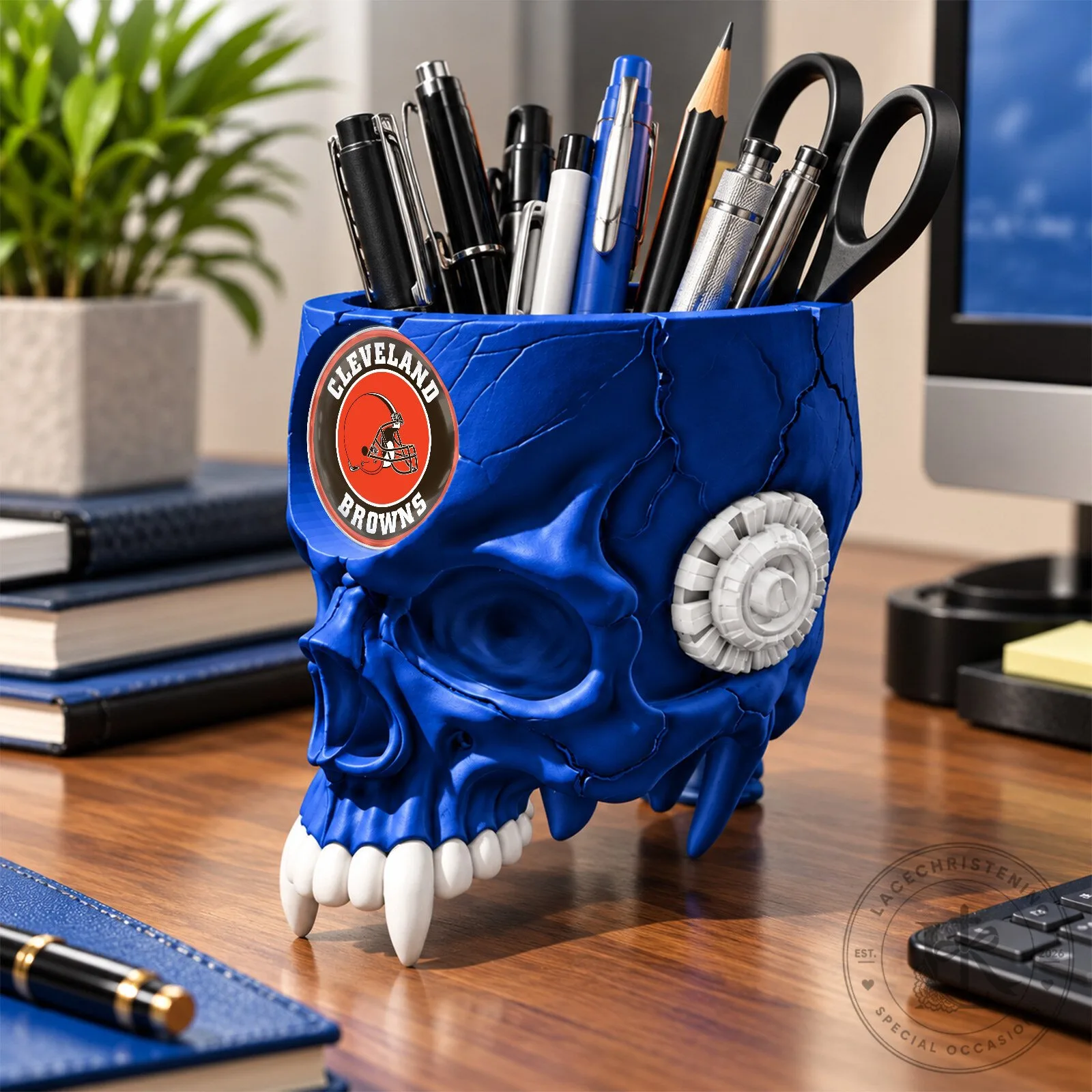 Cleveland Browns NFL Football Team Skull Pen Holder Desk Organizer 14 Cleveland Browns NFL Football Team Skull Pen Holder Desk Organizer
