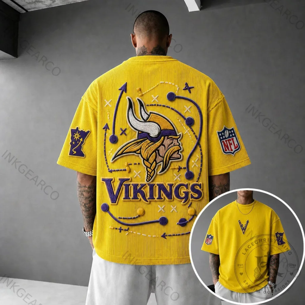 Minnesota Vikings NFL Football Team Logo Yellow Short Sleeve T-Shirt Minnesota Vikings NFL Football Team Logo Yellow Short Sleeve T-Shirt