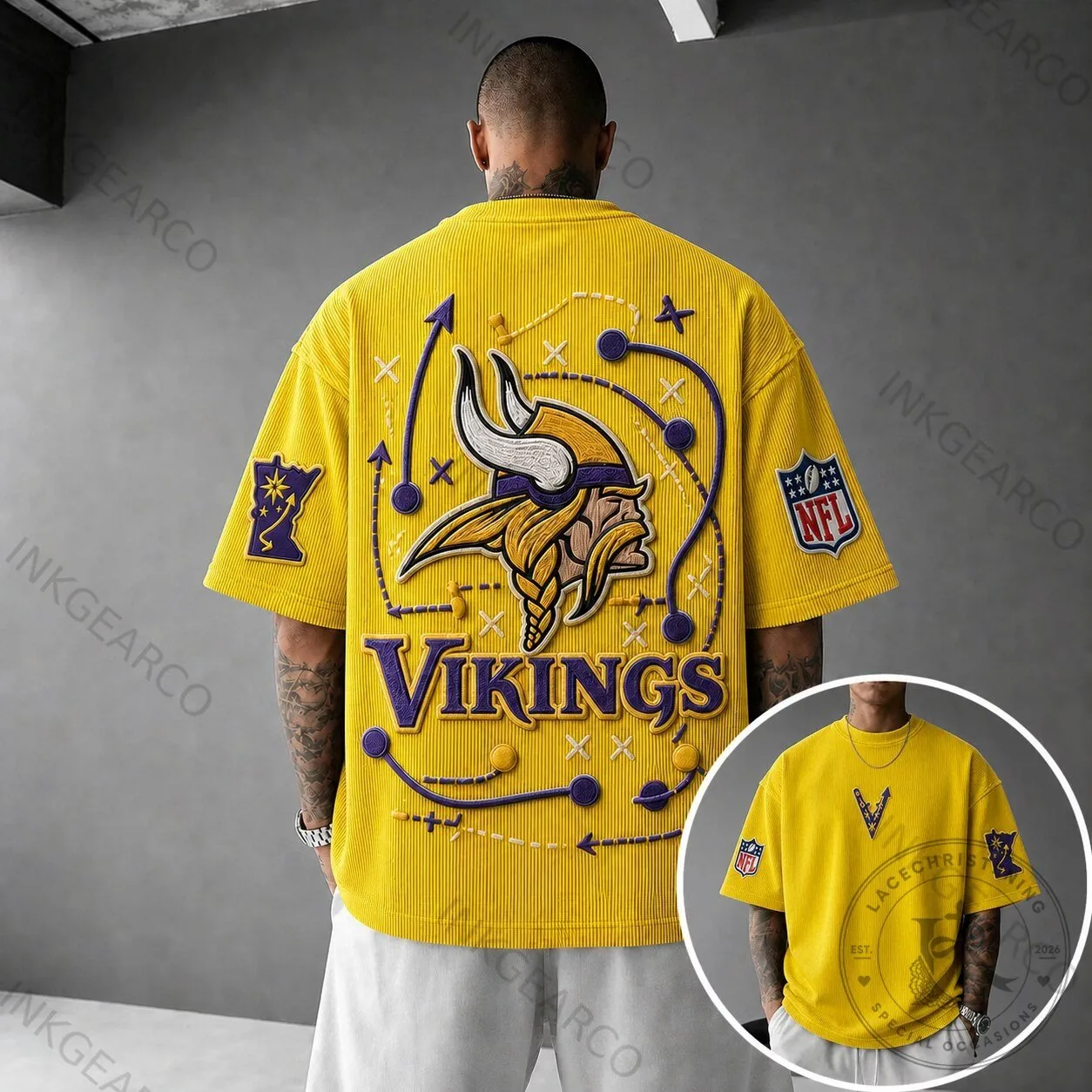 Minnesota Vikings NFL Football Team Logo Yellow Short Sleeve T-Shirt