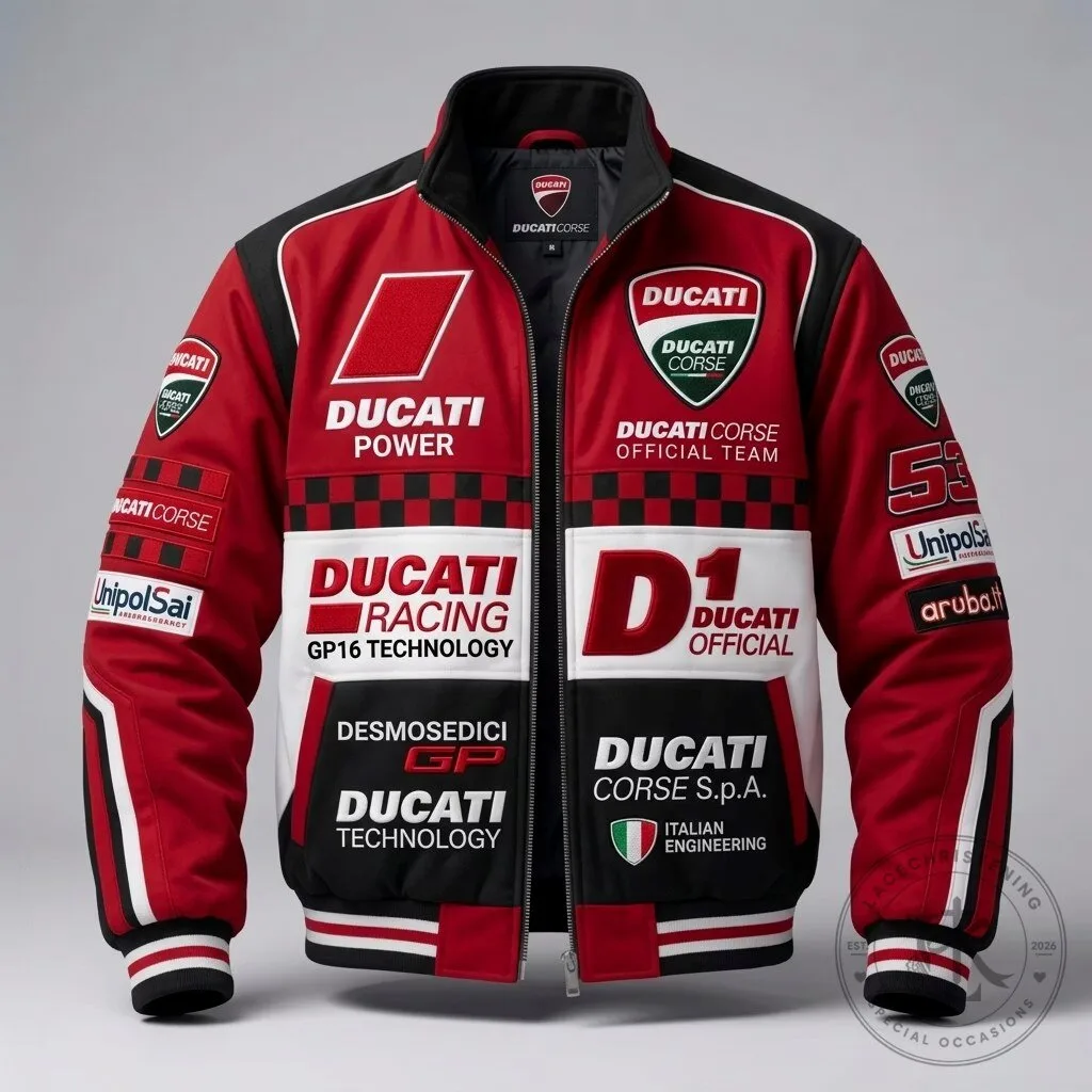 Ducati Corse Official Team Racing Bomber Jacket for Motorcycle Enthusiasts