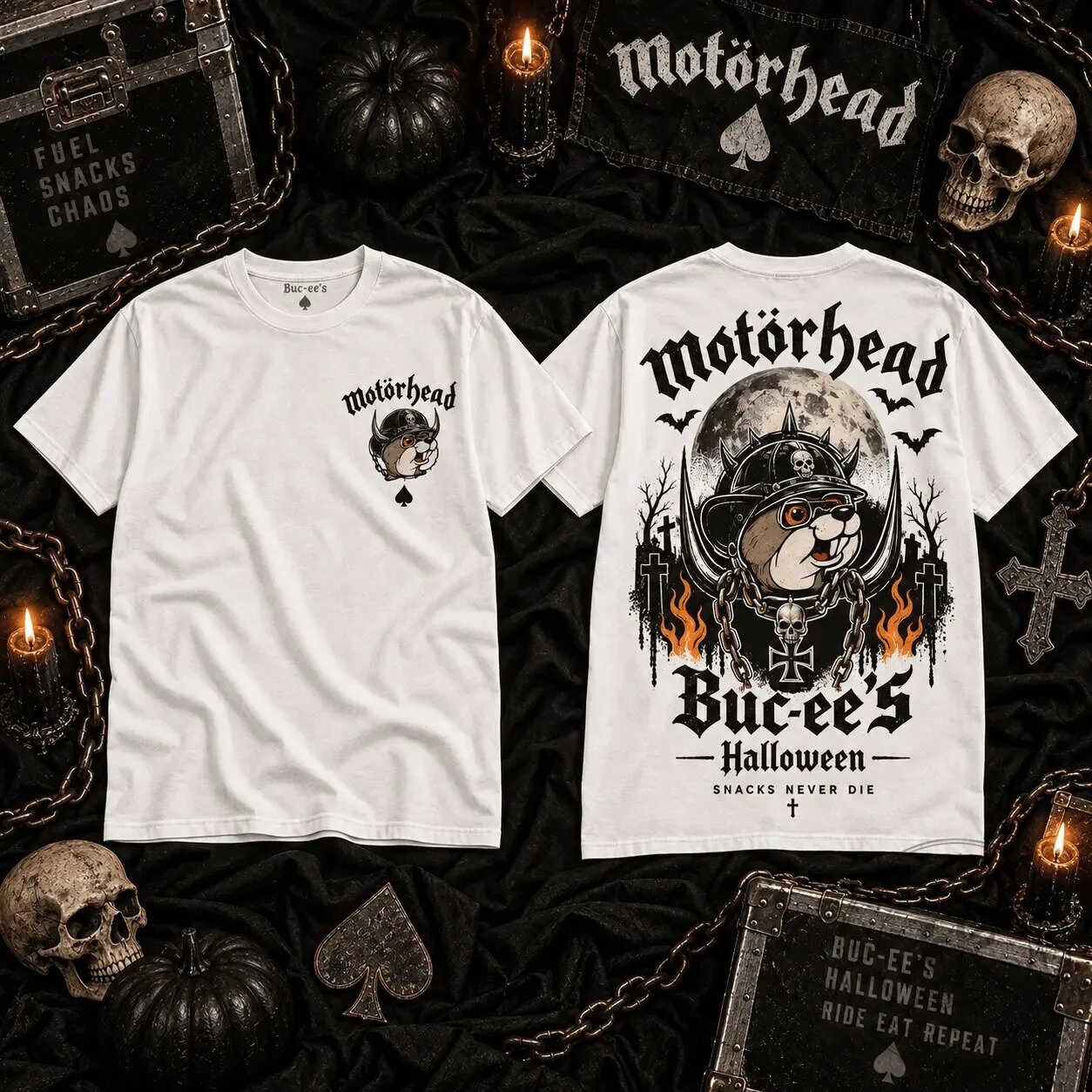 Motörhead Buc-ee's Halloween Snacks Never Die T-Shirt