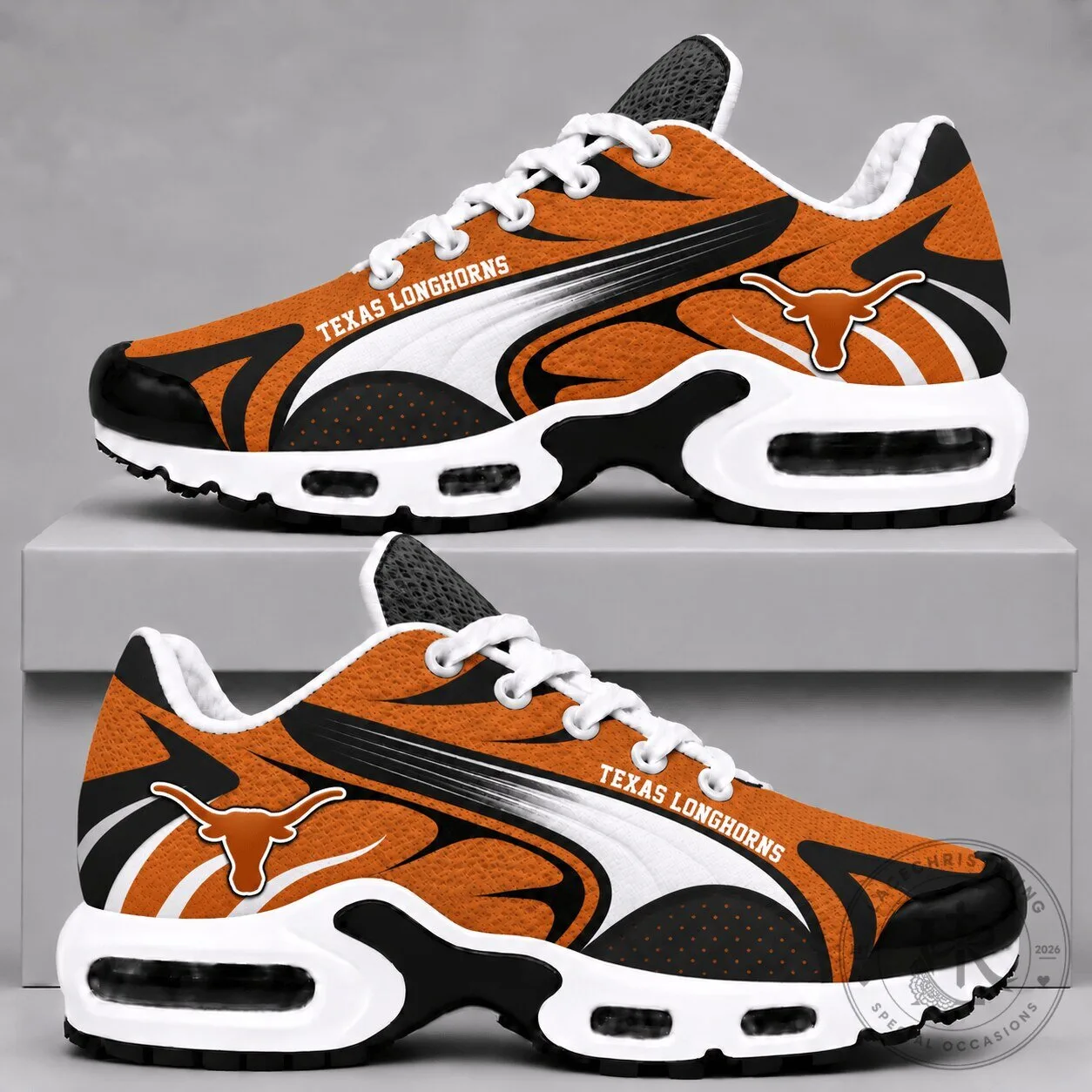 Texas Longhorns Orange Black and White Air Max Style Running Shoes