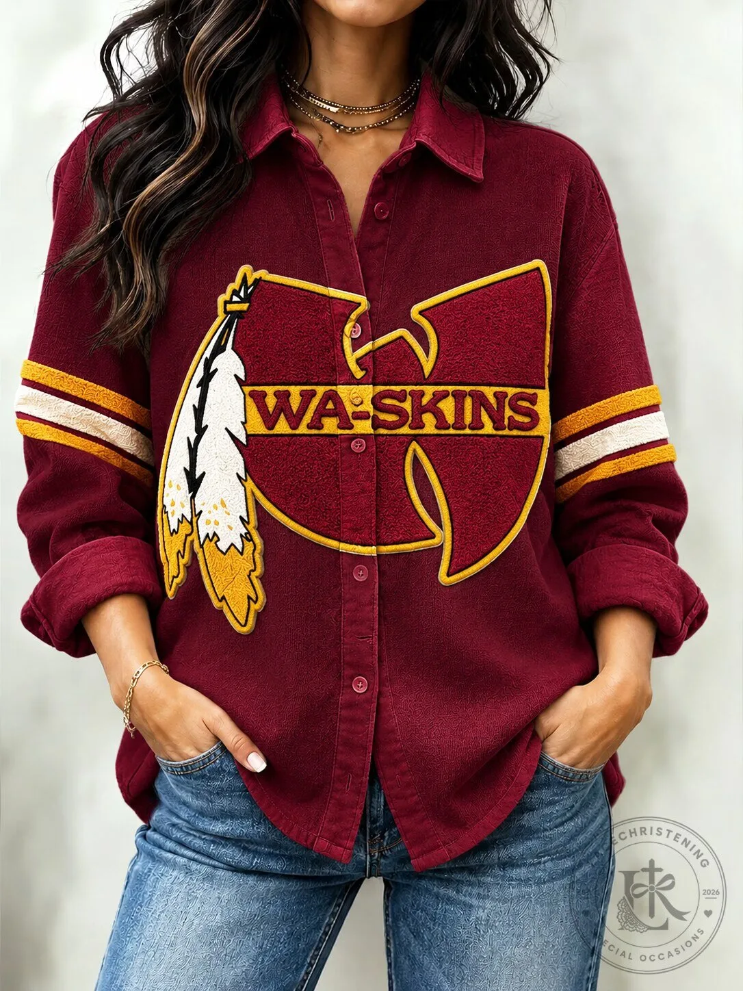 Washington Redskins Wu-Tang Clan Football Team Fan Button-Up Shirt