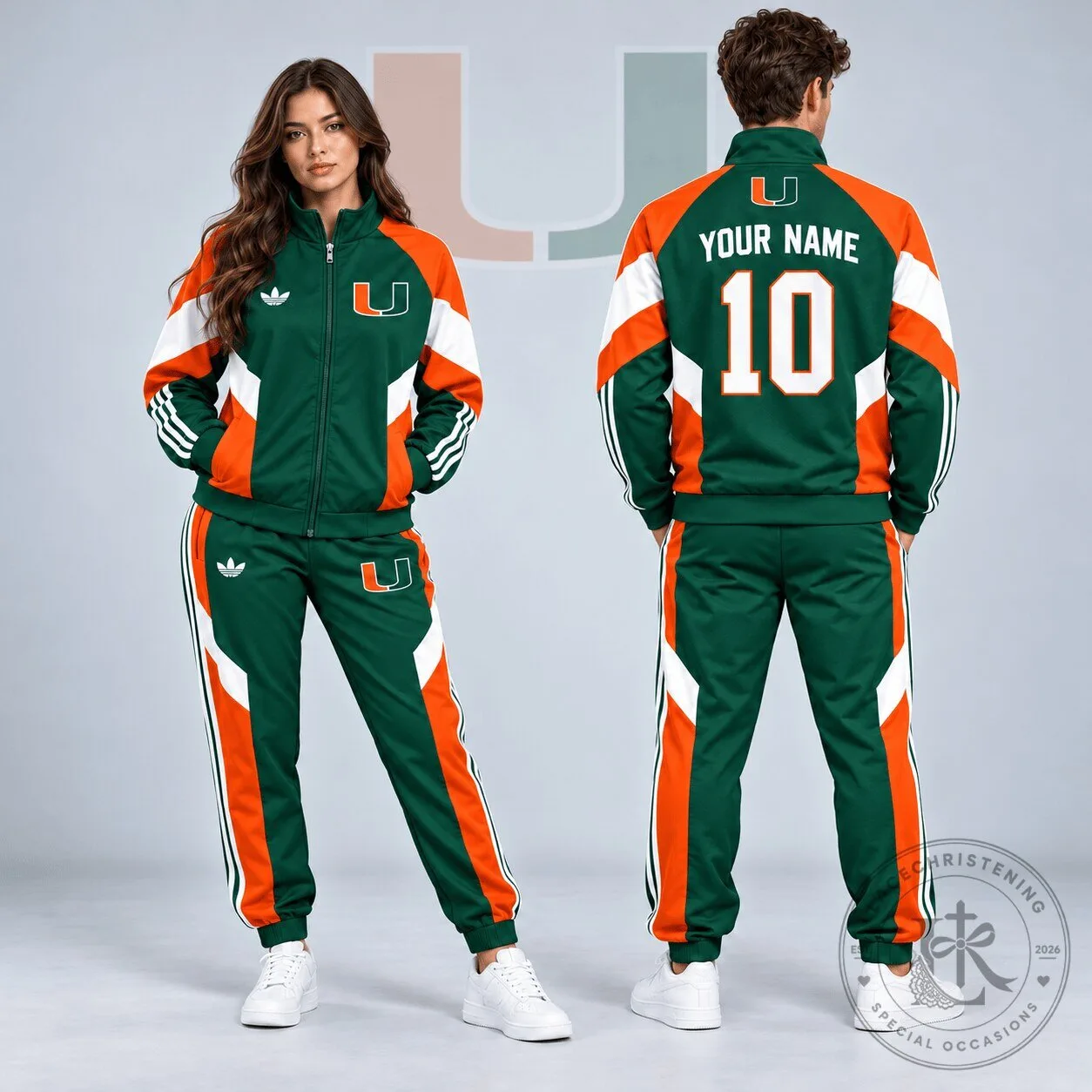 Miami Hurricanes NCAA Retro Colorblock Personalized Zip-Up Tracksuit Jacket