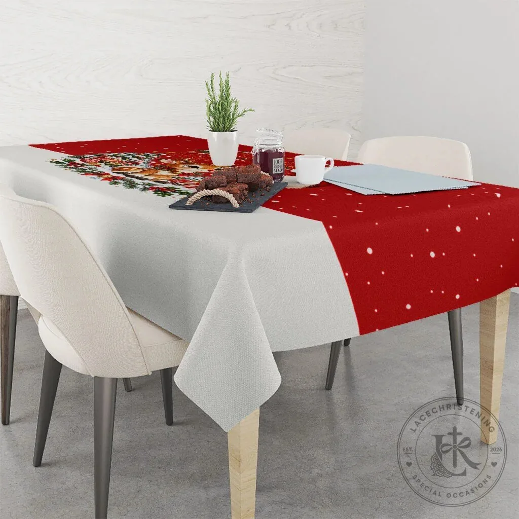 Cute Reindeer Boop The Red Nose Christmas Tablecloth Festive Vintage Winter Snow 8 Cute Reindeer Boop The Red Nose Christmas Tablecloth Festive Vintage Winter Snow