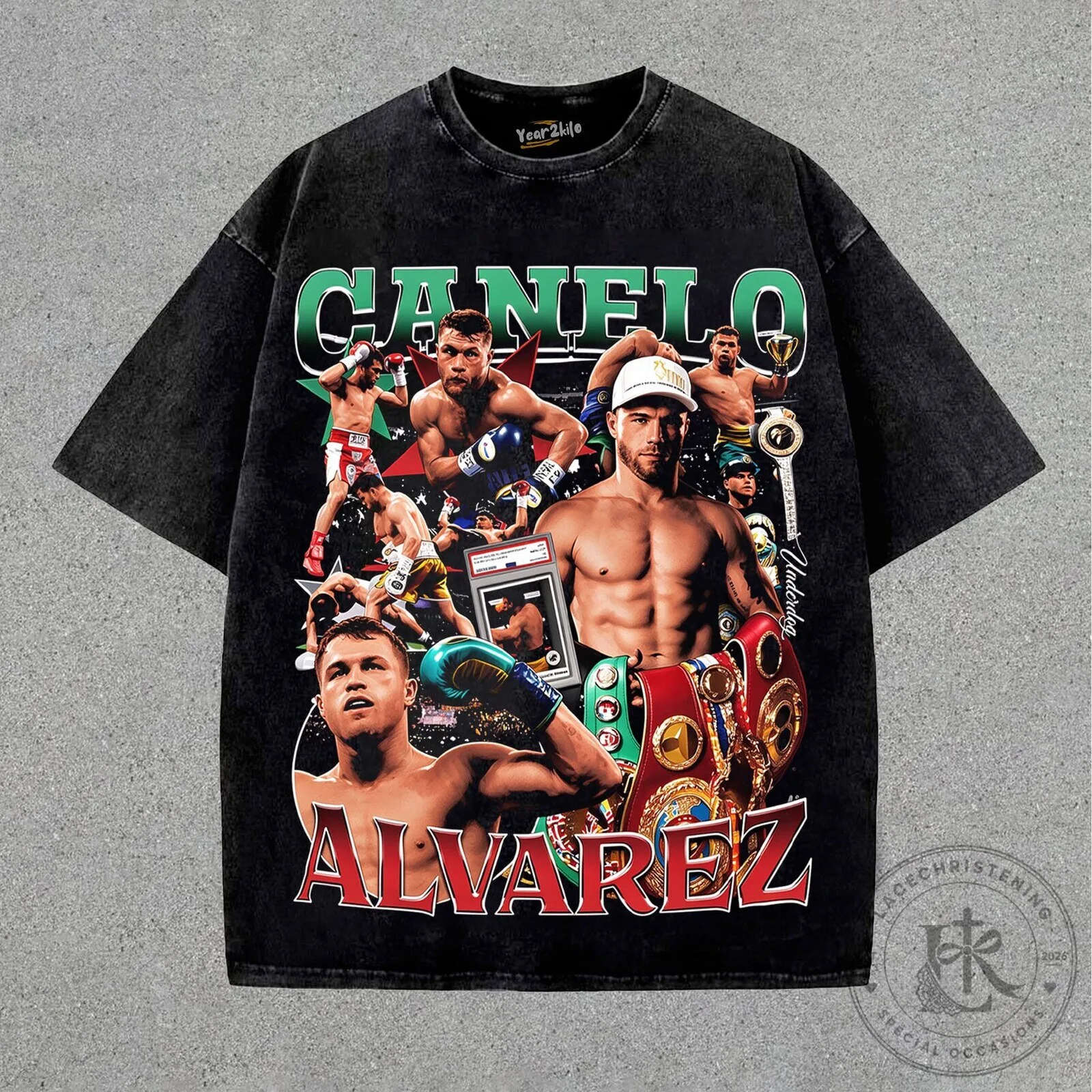 Canelo Alvarez The Face of Boxing Champion Graphic Washed T-Shirt