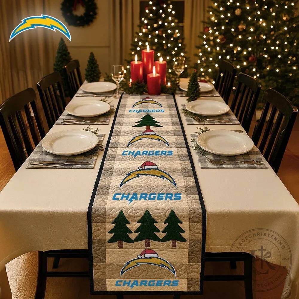 Los Angeles Chargers NFL Christmas Holiday Table Runner