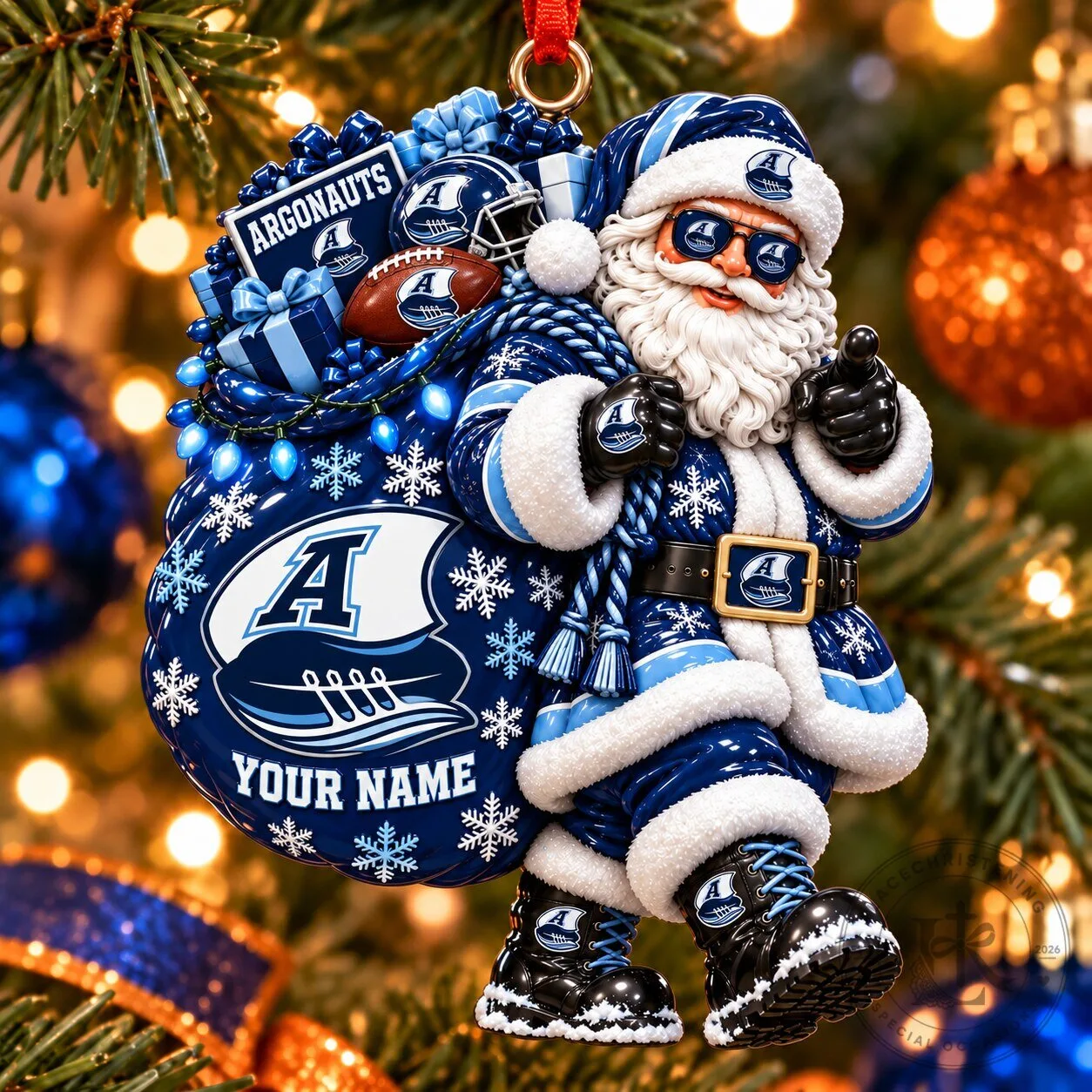 Santa Claus Ornament for Toronto Argonauts CFL Fans - Perfect for Christmas Decor