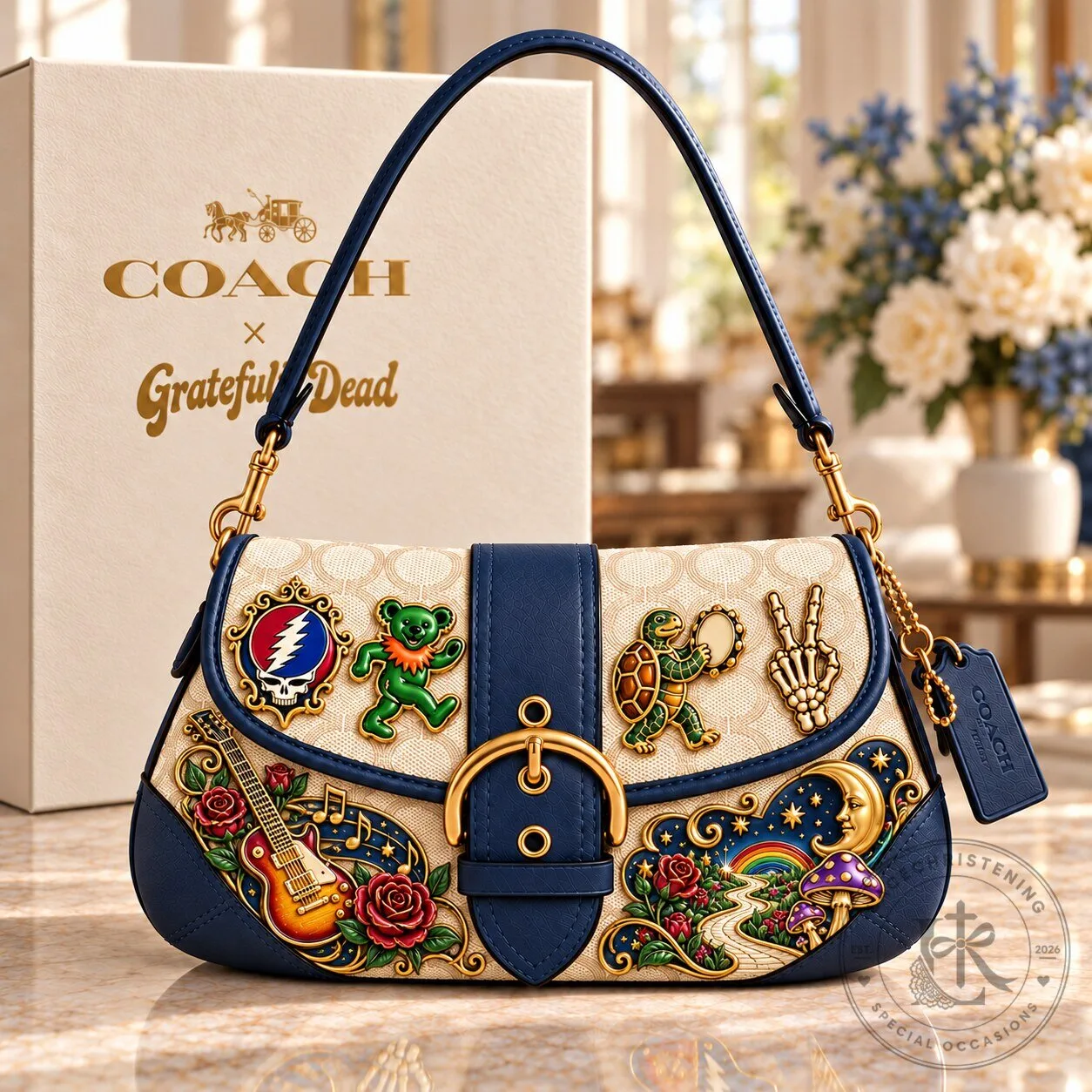 Coach Grateful Dead Soho Bag with Steal Your Face and Dancing Bear Charms