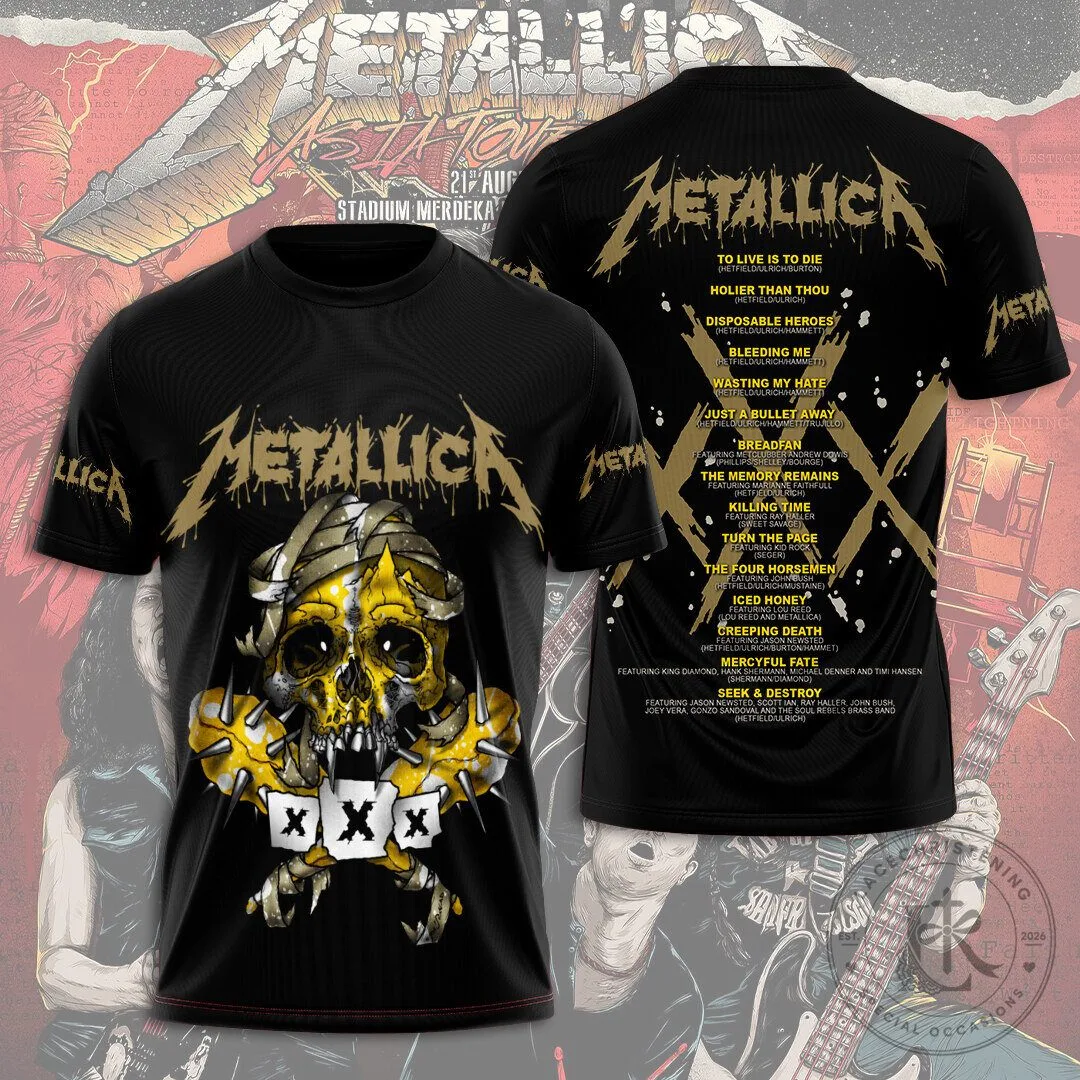 Metallica Master of Puppets Album Cover Skull Graphic Black T-Shirt
