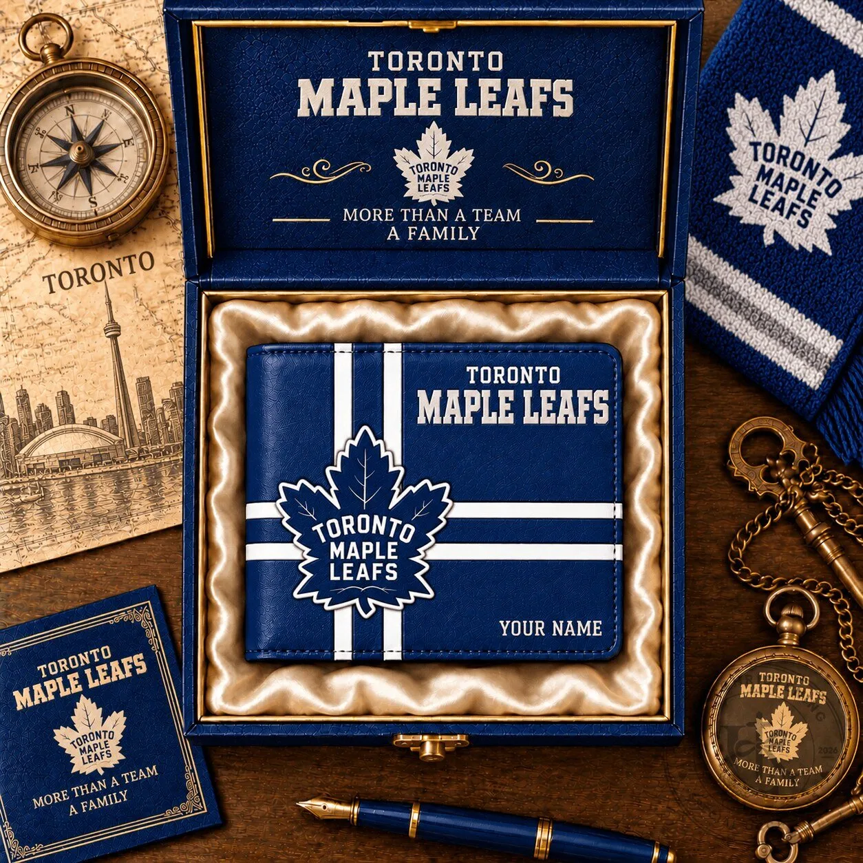 Toronto Maple Leafs NHL Hockey Team Blue Custom Name Wallet