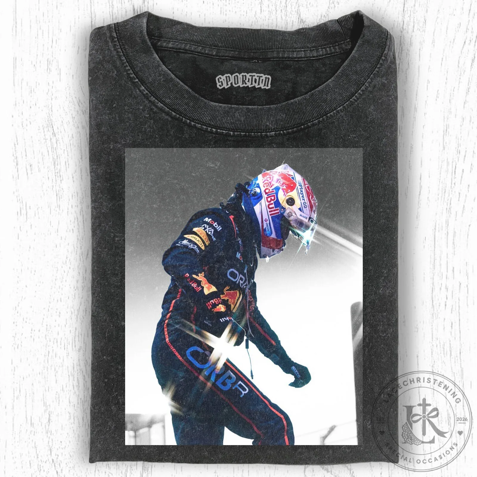 Black Washed T-Shirt of Formula 1 Champion Max Verstappen