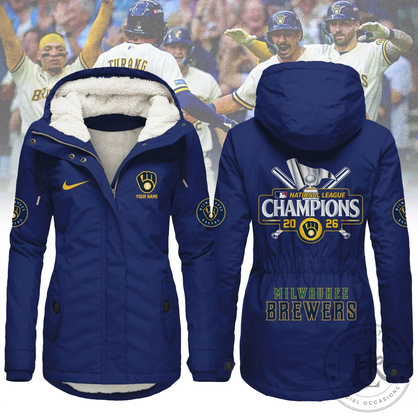 Milwaukee Brewers National League Champions 2026 Fleece Lined Winter Jacket 2 Milwaukee Brewers National League Champions 2026 Fleece Lined Winter Jacket