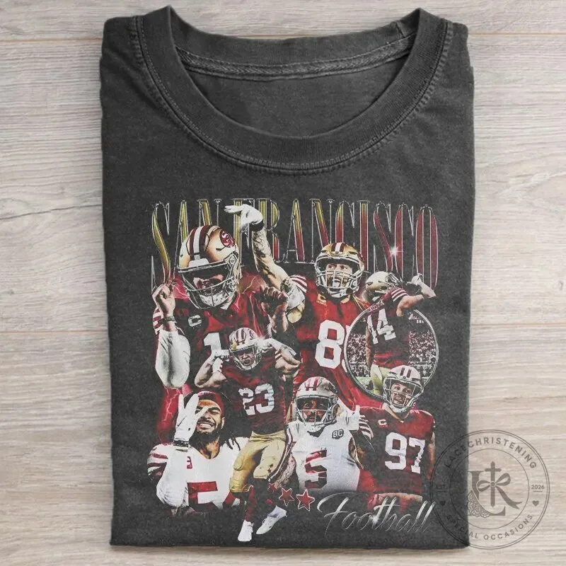 Vintage San Francisco 49ers Football Team Players Graphic T-Shirt