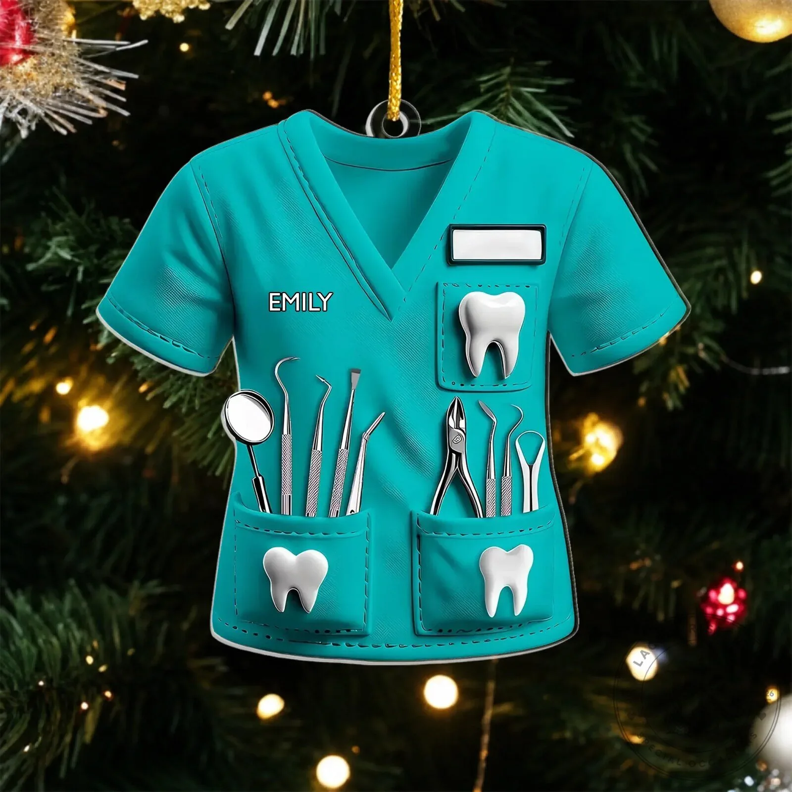 Personalized Dentist Scrub Top Christmas Tree Ornament 13 Personalized Dentist Scrub Top Christmas Tree Ornament