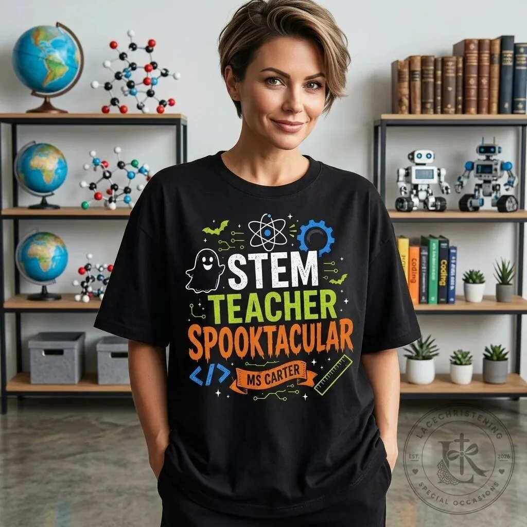 STEM Teacher Spooktacular Halloween Personalized Science Education T-Shirt