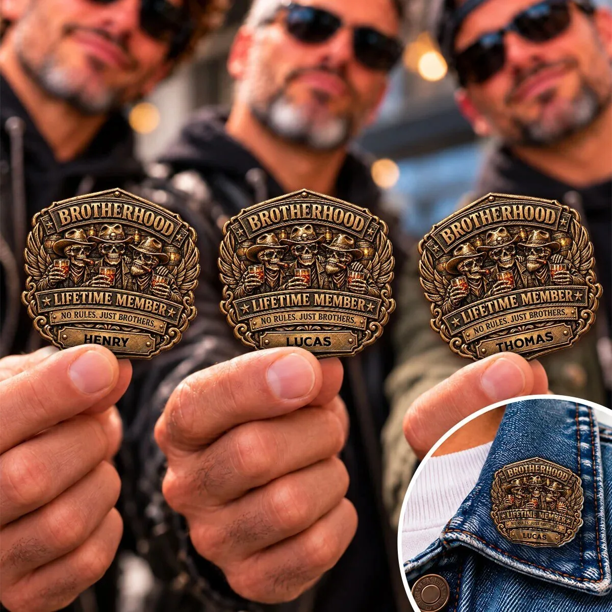 Personalized Brotherhood Lifetime Member Custom Name Metal Pin