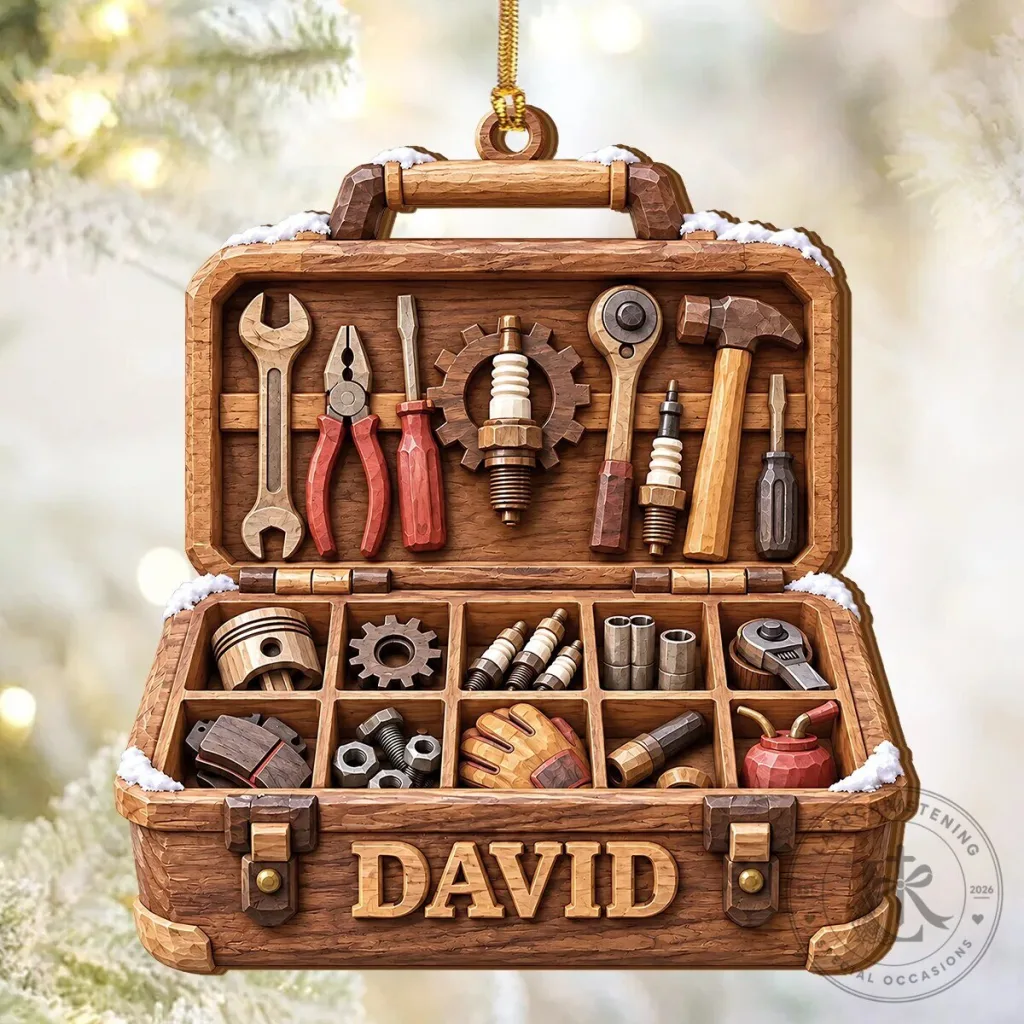 Mechanic Gifts Personalized Tool Box Christmas Ornament for Handyman Mechanic Gifts Personalized Tool Box Christmas Ornament for Handyman