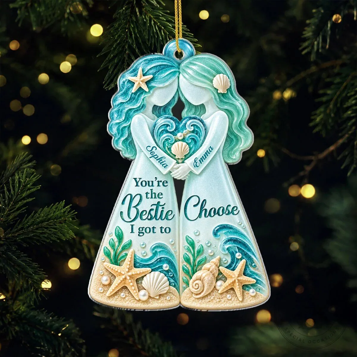 Bestie I Got To Choose Mermaid Sisters Personalized Christmas Tree Ornament 6 Bestie I Got To Choose Mermaid Sisters Personalized Christmas Tree Ornament