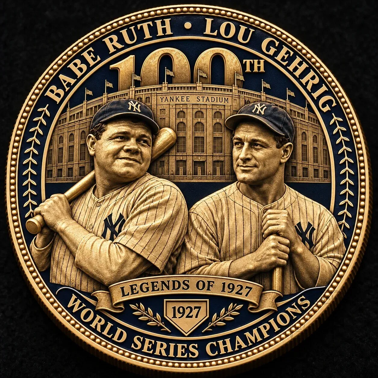 Babe Ruth Lou Gehrig New York Yankees 1927 World Series Champions Commemorative Coin