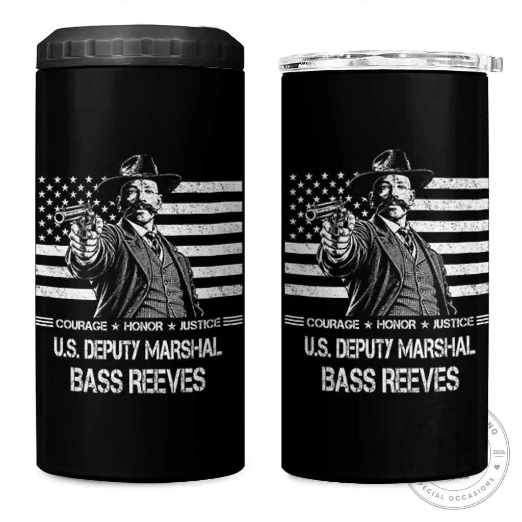 Bass Reeves US Deputy Marshal Courage Honor Justice American Flag Can Cooler Tumbler
