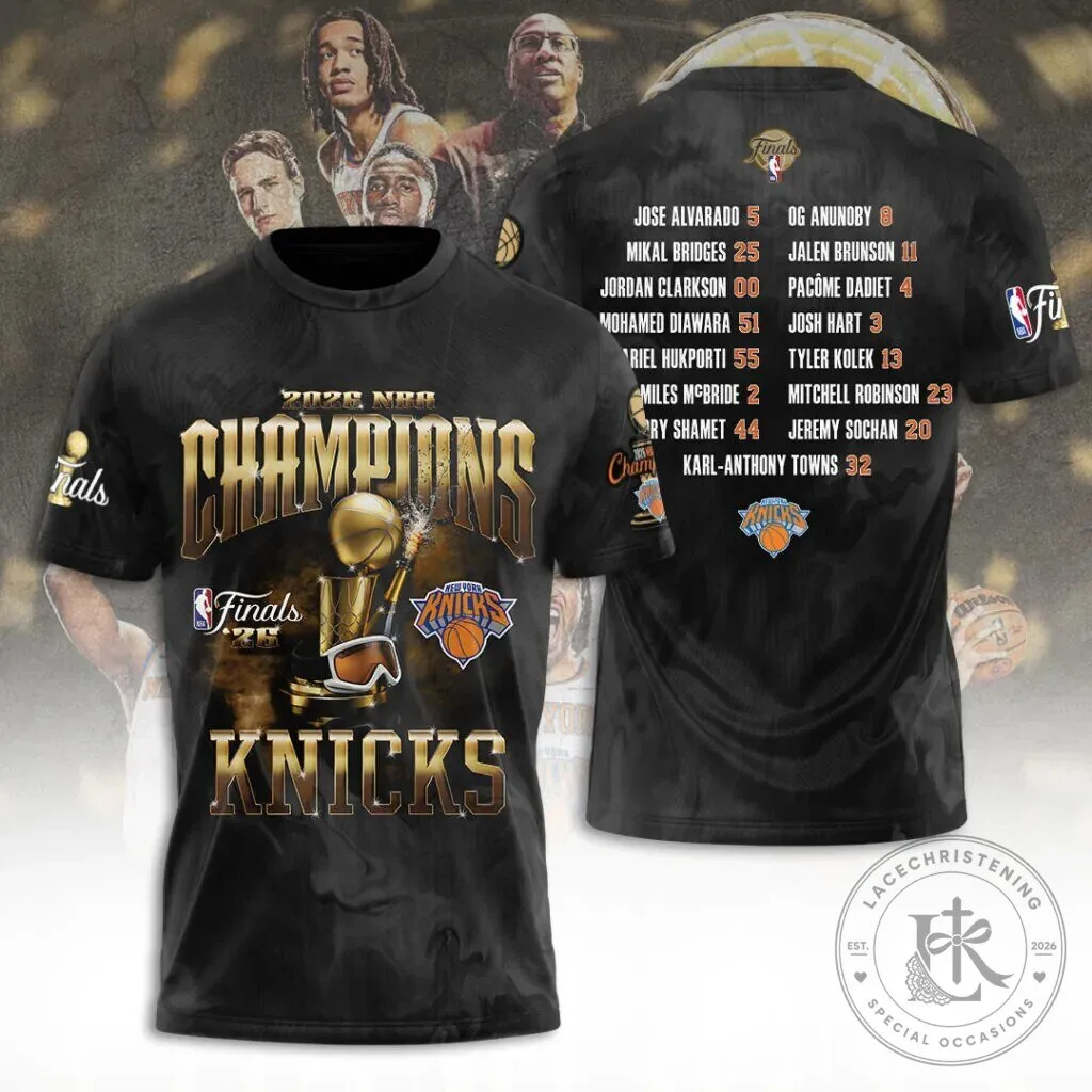 New York Knicks 2026 NBA Finals Champions Black Fan T-Shirt