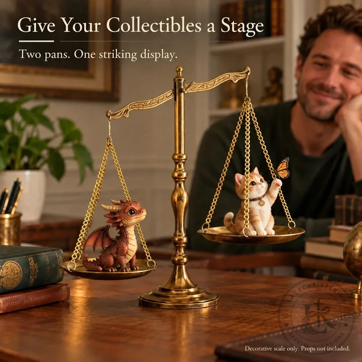 Vintage Brass Balance Scale Decorative Display for Collectibles and Figurines 1 Vintage Brass Balance Scale Decorative Display for Collectibles and Figurines