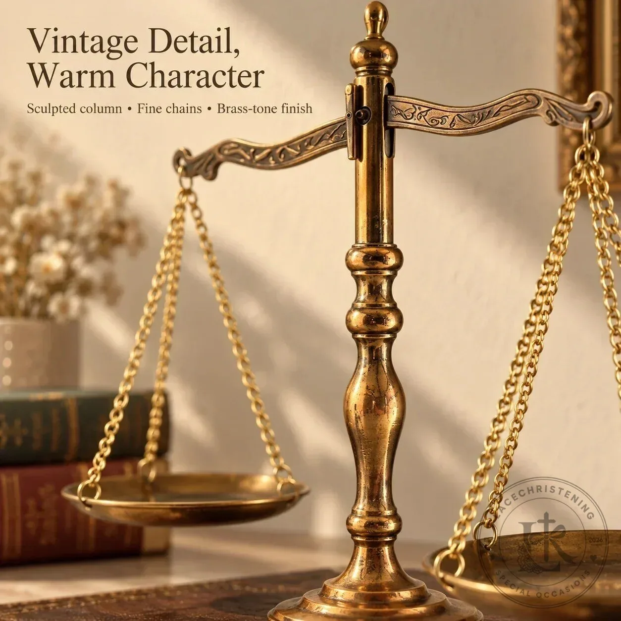 Vintage Brass Balance Scale Decorative Display for Collectibles and Figurines – image 2 of 6
