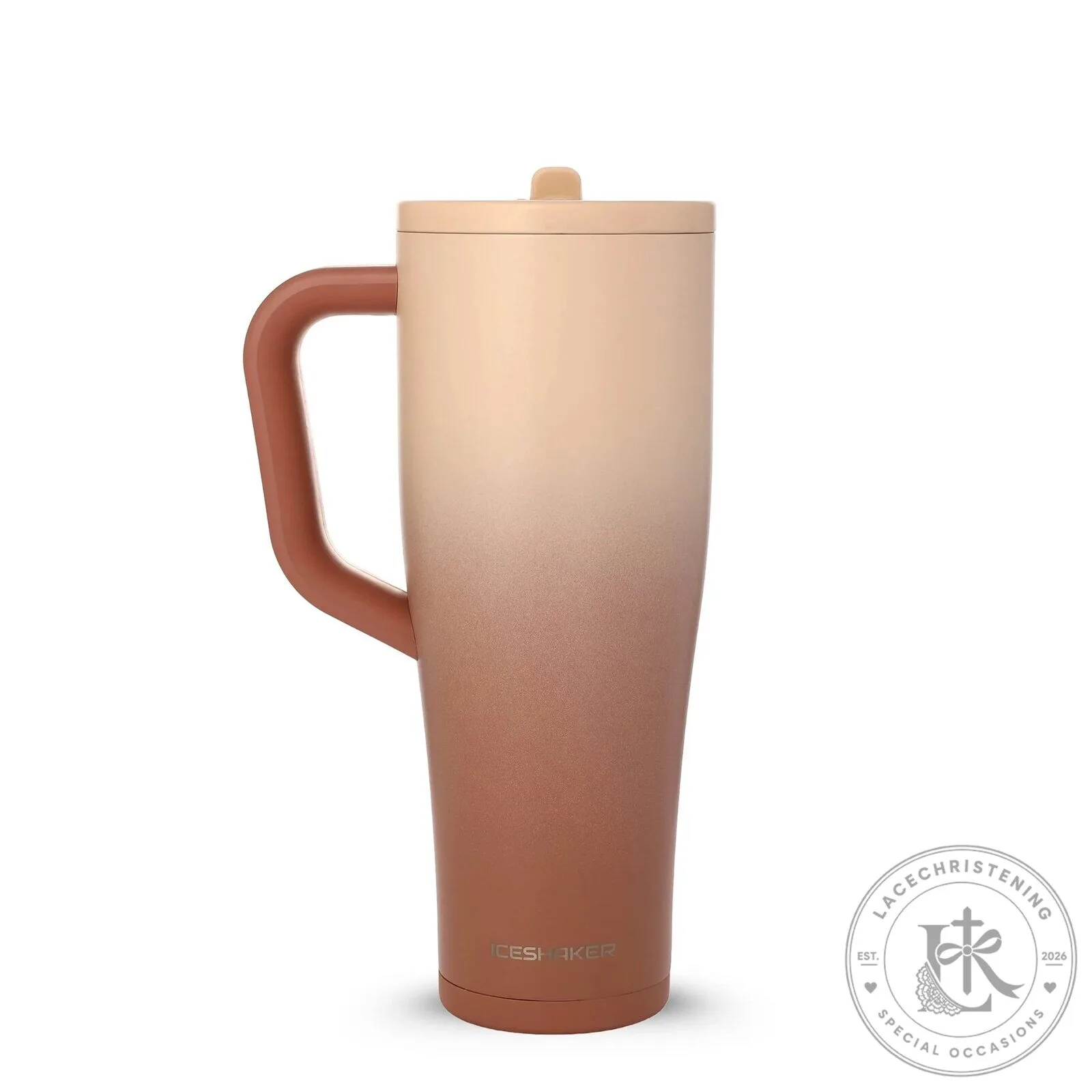 Mocha Ombre Insulated Stainless Steel Tumbler with Handle and Straw Lid 1 Mocha Ombre Insulated Stainless Steel Tumbler with Handle and Straw Lid