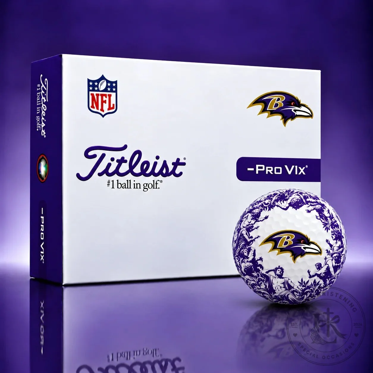 Baltimore Ravens NFL Team Logo Titleist Pro V1X Golf Ball Set