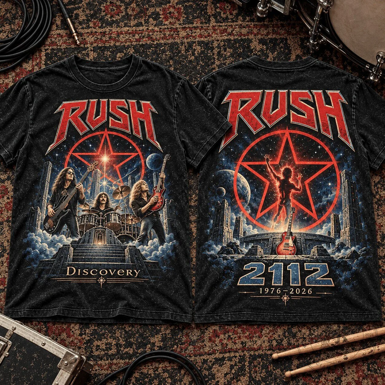 Rush Band 2112 Discovery Album Concert Tour Music Fan T-Shirt