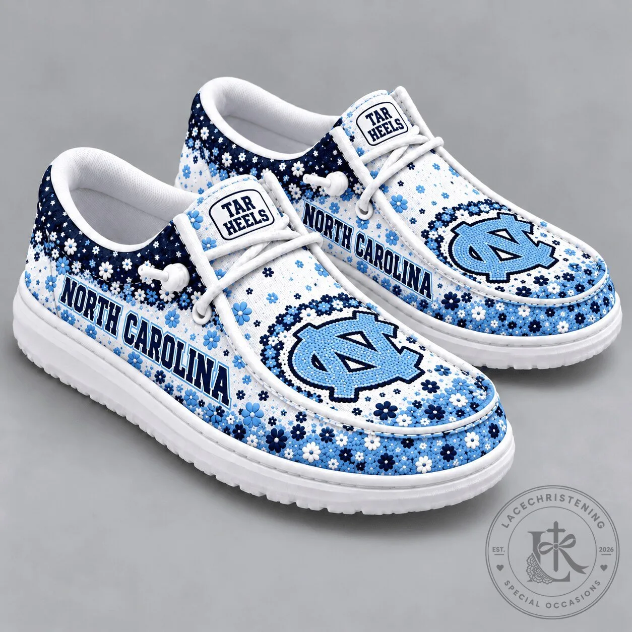 Floral Loafer Shoes featuring North Carolina Tar Heels Design 4 Floral Loafer Shoes featuring North Carolina Tar Heels Design
