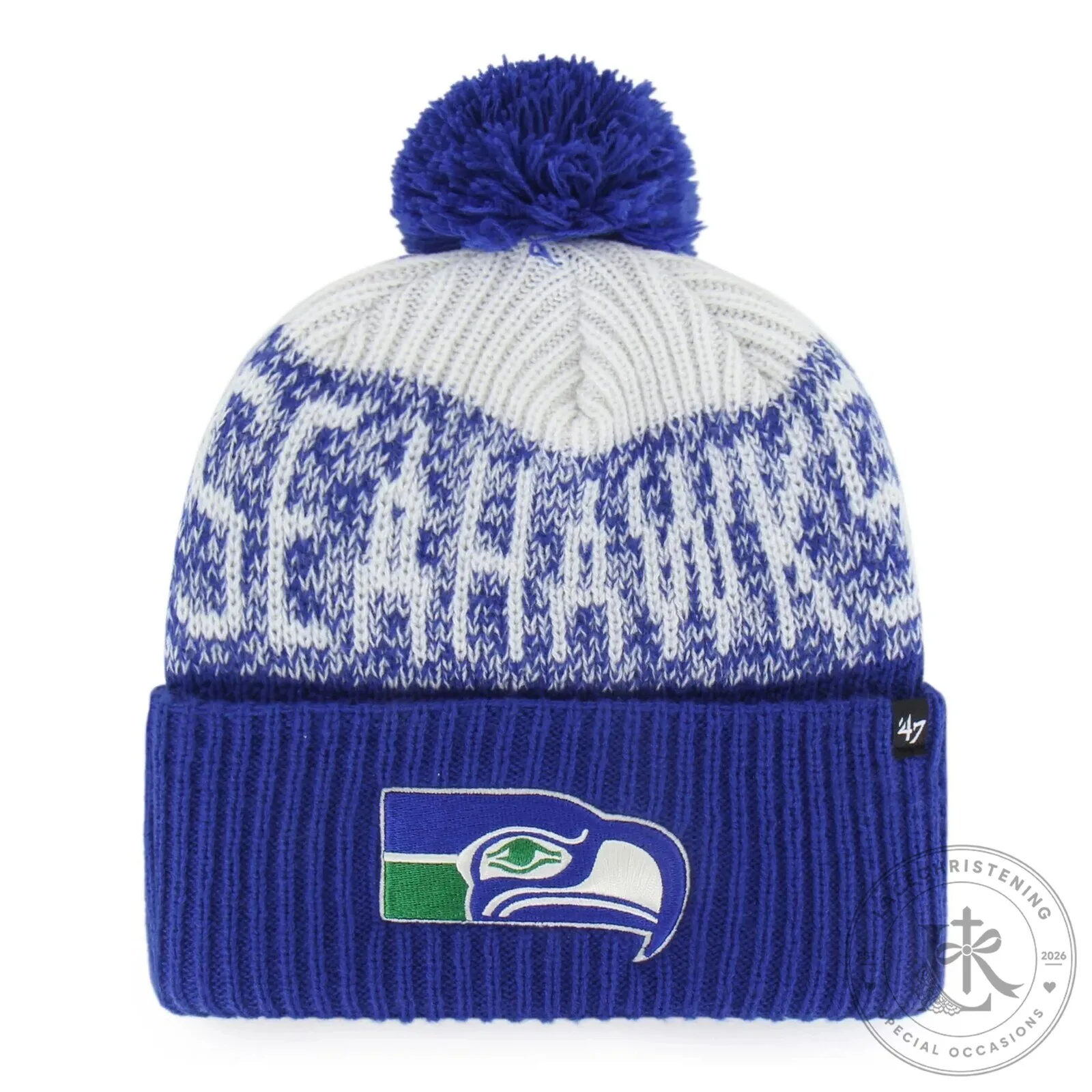 Seattle Seahawks NFL Football Team Logo Blue Knit Pom Pom Cap Hat 4 Seattle Seahawks NFL Football Team Logo Blue Knit Pom Pom Cap Hat
