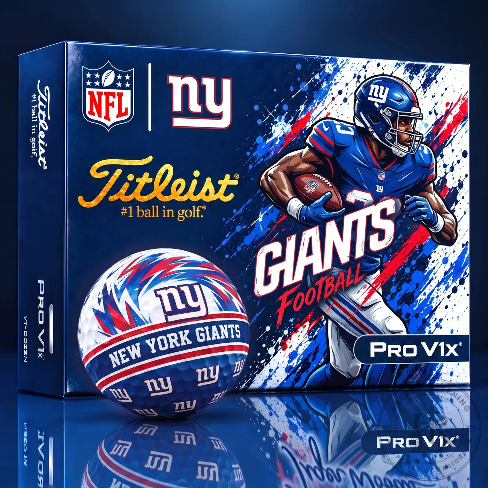 New York Giants NFL Football Team Logo Titleist Pro V1 Golf Ball Set