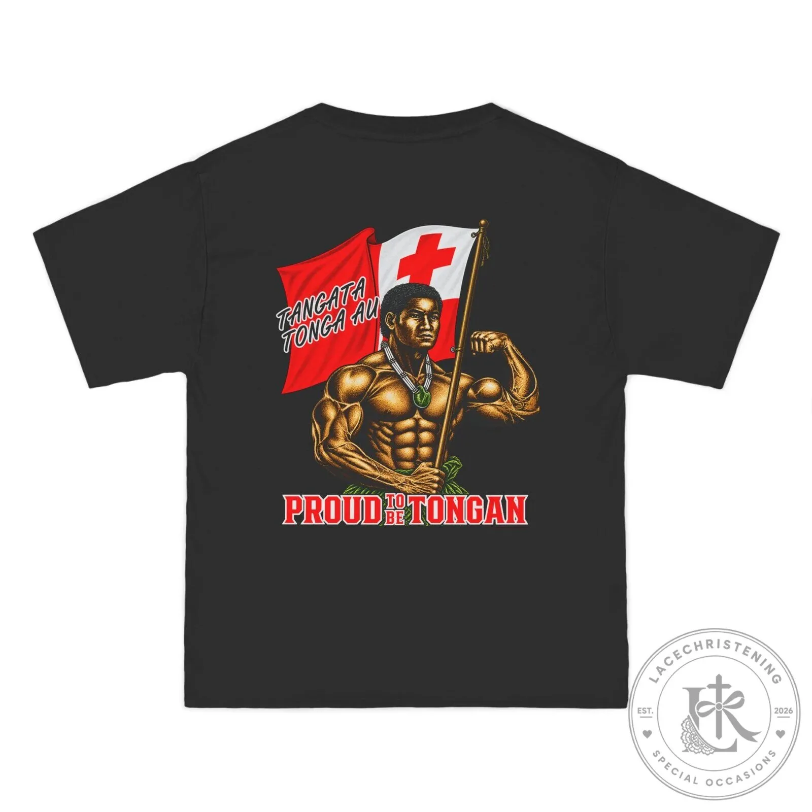 Proud Tongan Man Holding Tonga Flag Strong Polynesian Culture T-Shirt