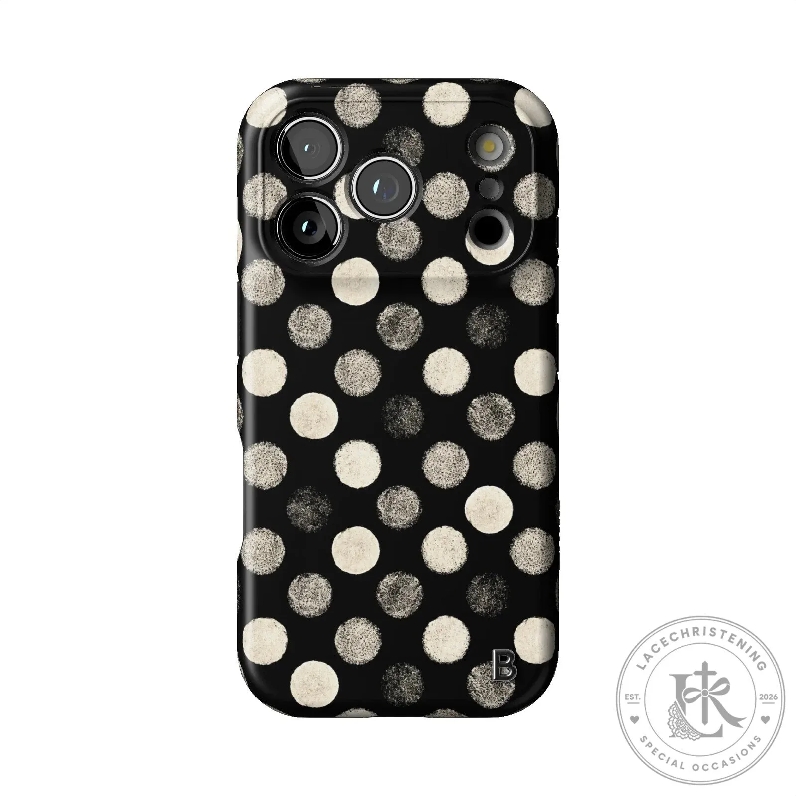 Spotted Ink Statement Black and White Polka Dot Pattern iPhone Case