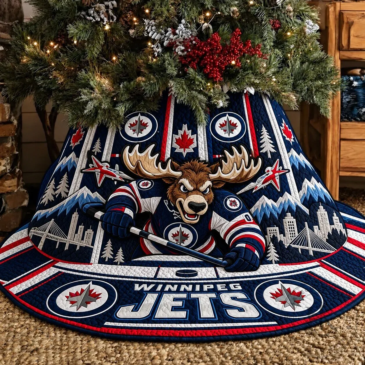Winnipeg Jets NHL Hockey Christmas Tree Skirt Holiday Decor 1 Winnipeg Jets NHL Hockey Christmas Tree Skirt Holiday Decor