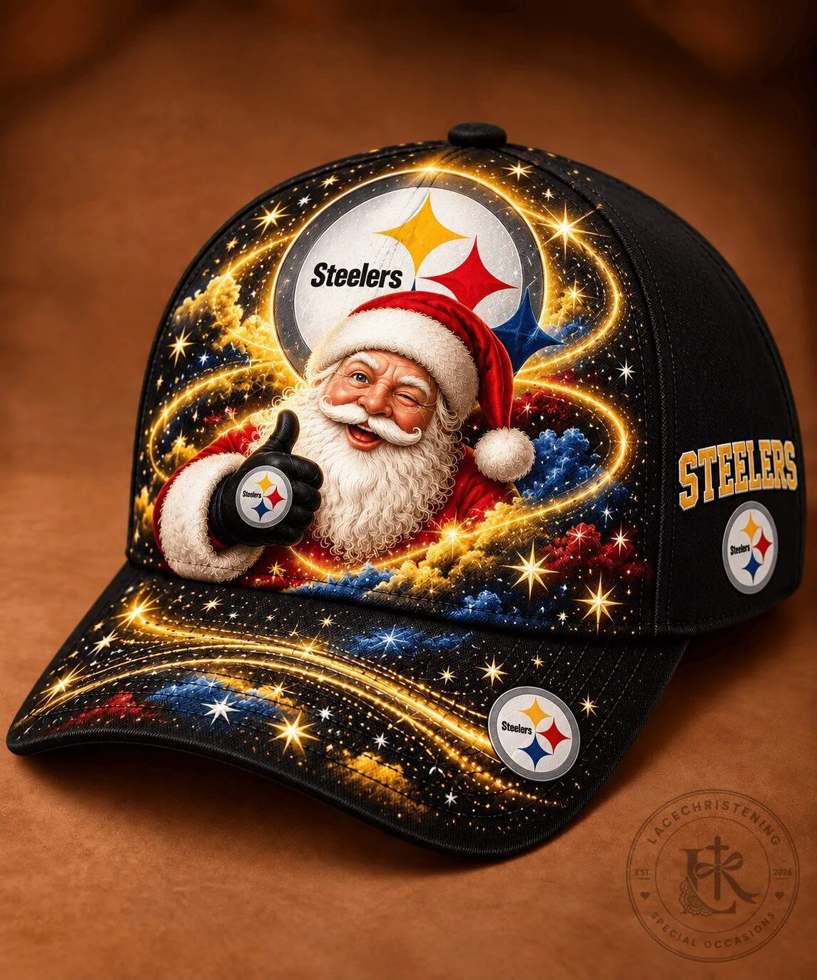 Pittsburgh Steelers Santa Claus Christmas Golden Starlight Baseball Cap Hat