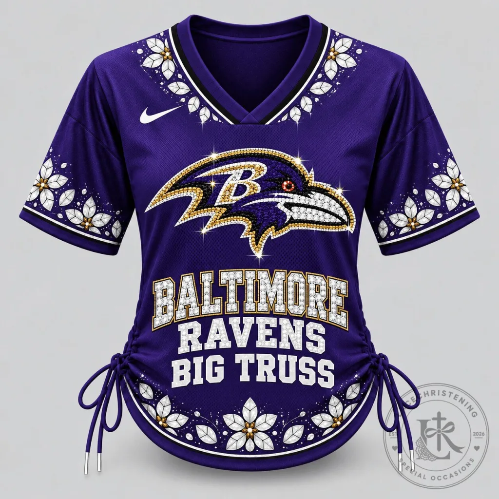 Baltimore Ravens NFL Top 10 Floral Lace Up Women's Football Jersey Baltimore Ravens NFL Top 10 Floral Lace Up Women's Football Jersey