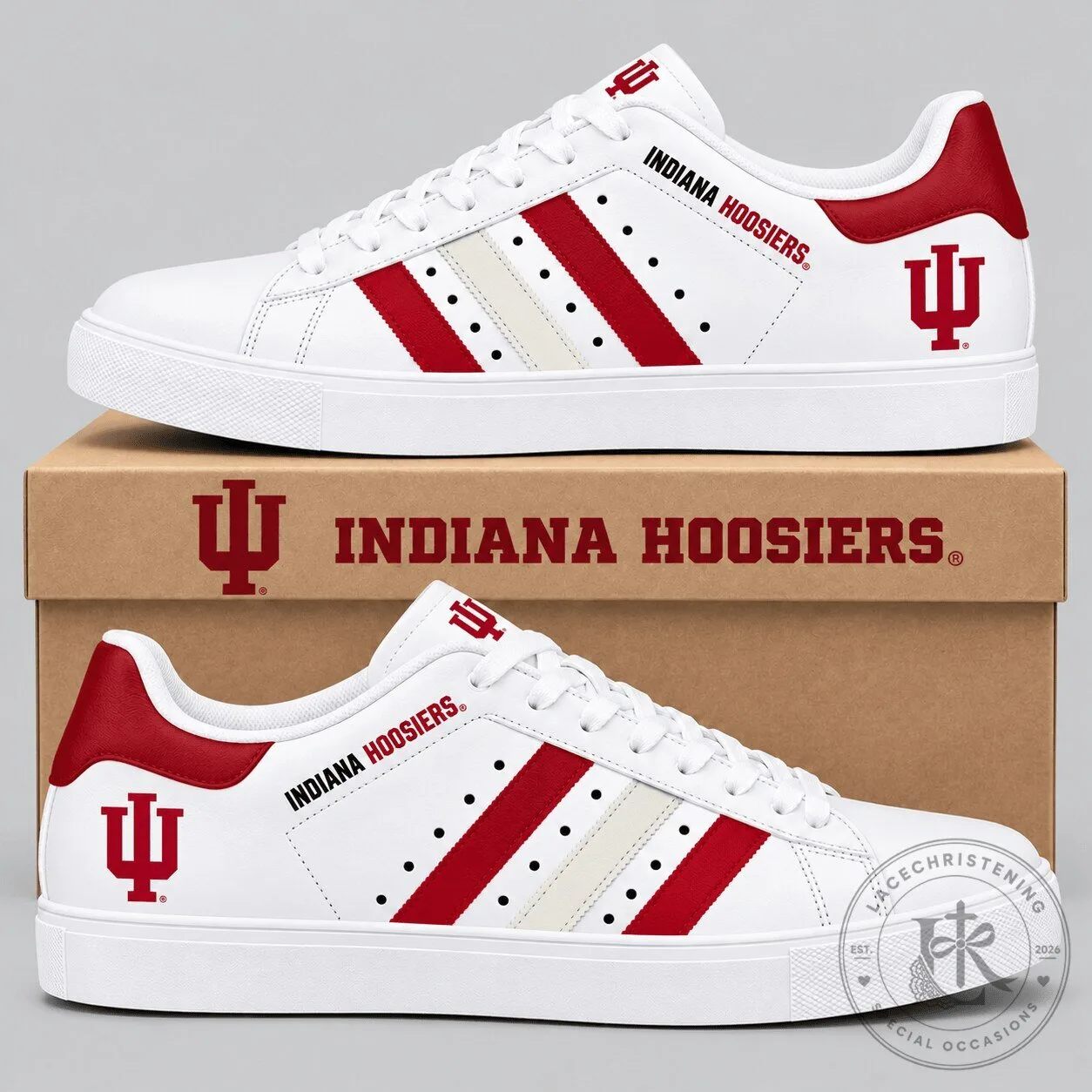 Indiana Hoosiers NCAA Stripe Low Top Sneakers 1 Indiana Hoosiers NCAA Stripe Low Top Sneakers