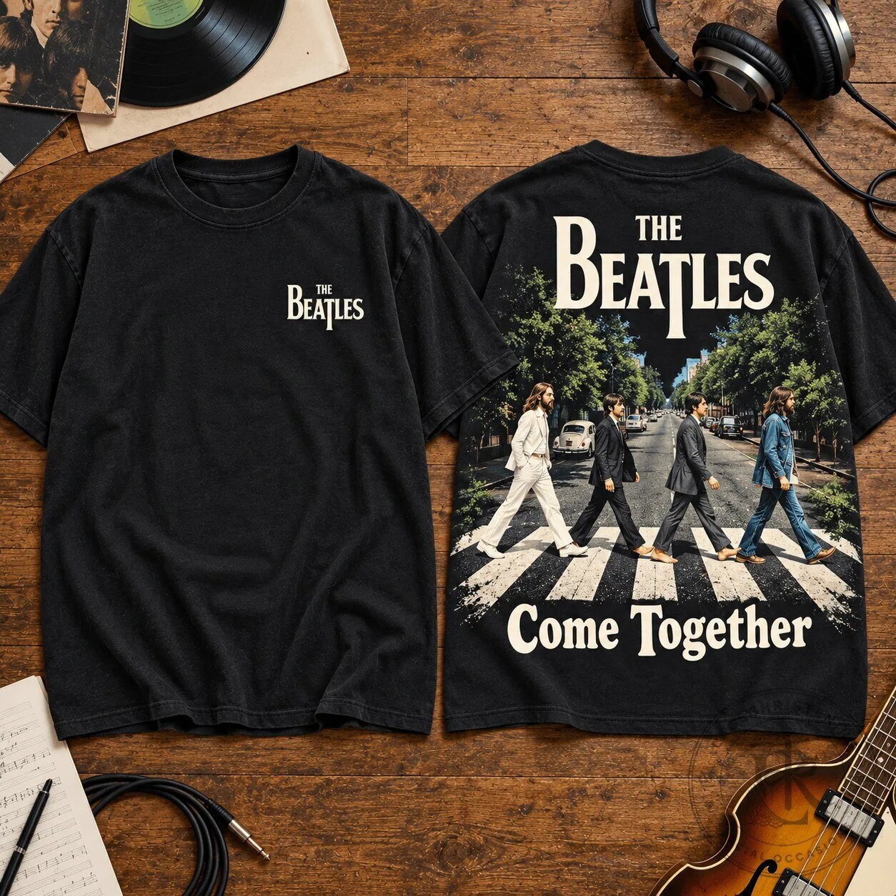 Abbey Road Album Cover Graphic Tee featuring The Beatles' Come Together Design 5 Abbey Road Album Cover Graphic Tee featuring The Beatles