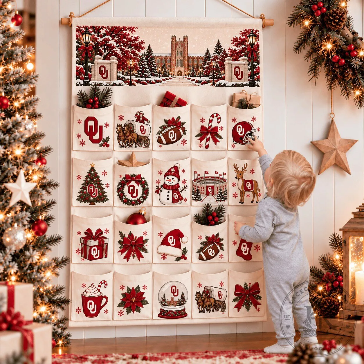 Oklahoma Sooners Christmas Advent Calendar Holiday Countdown Wall Hanging 2D 1 Oklahoma Sooners Christmas Advent Calendar Holiday Countdown Wall Hanging 2D