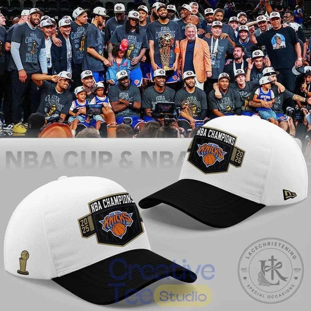New York Knicks 2026 NBA Champions White and Black Baseball Cap Hat