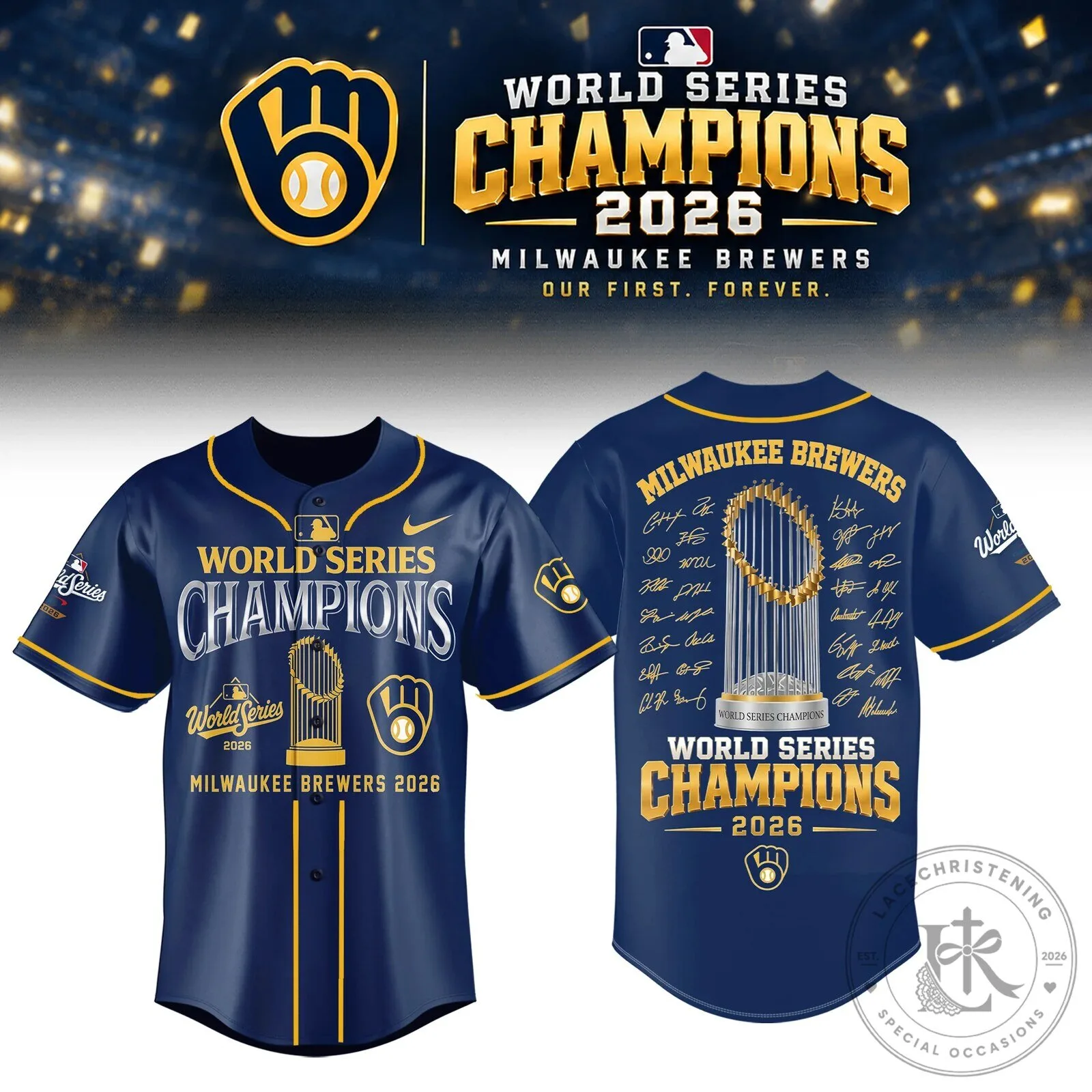 2026 World Series Champions Baseball Jersey by Milwaukee Brewers