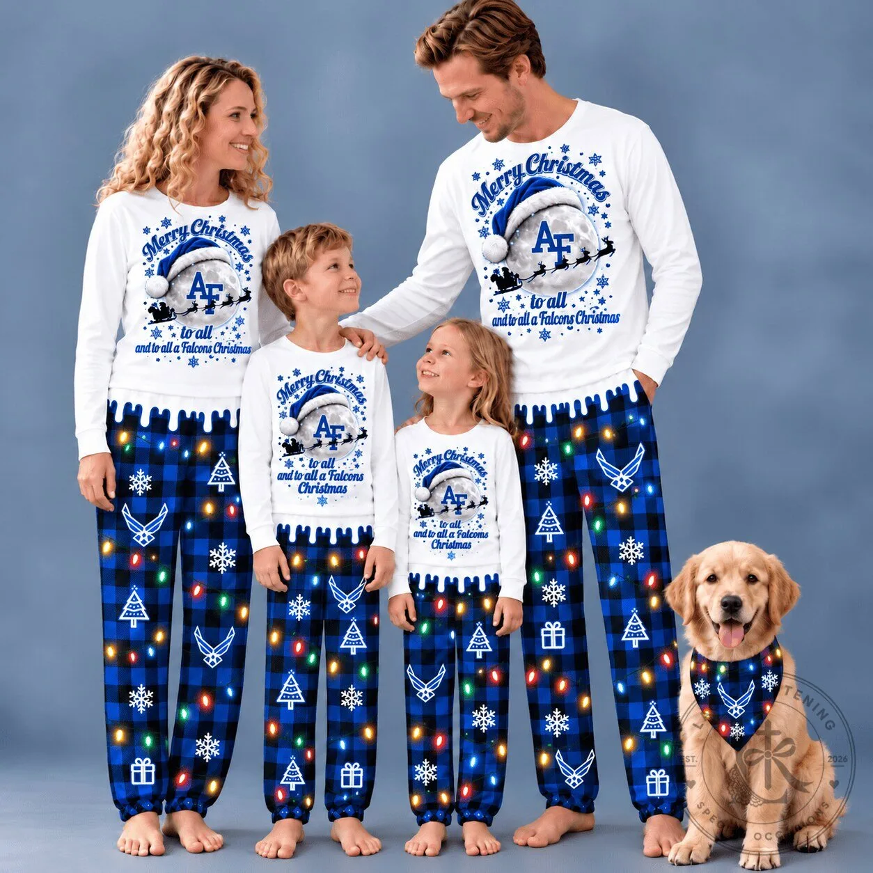 Air Force Falcons Football Christmas Family Pajamas Set