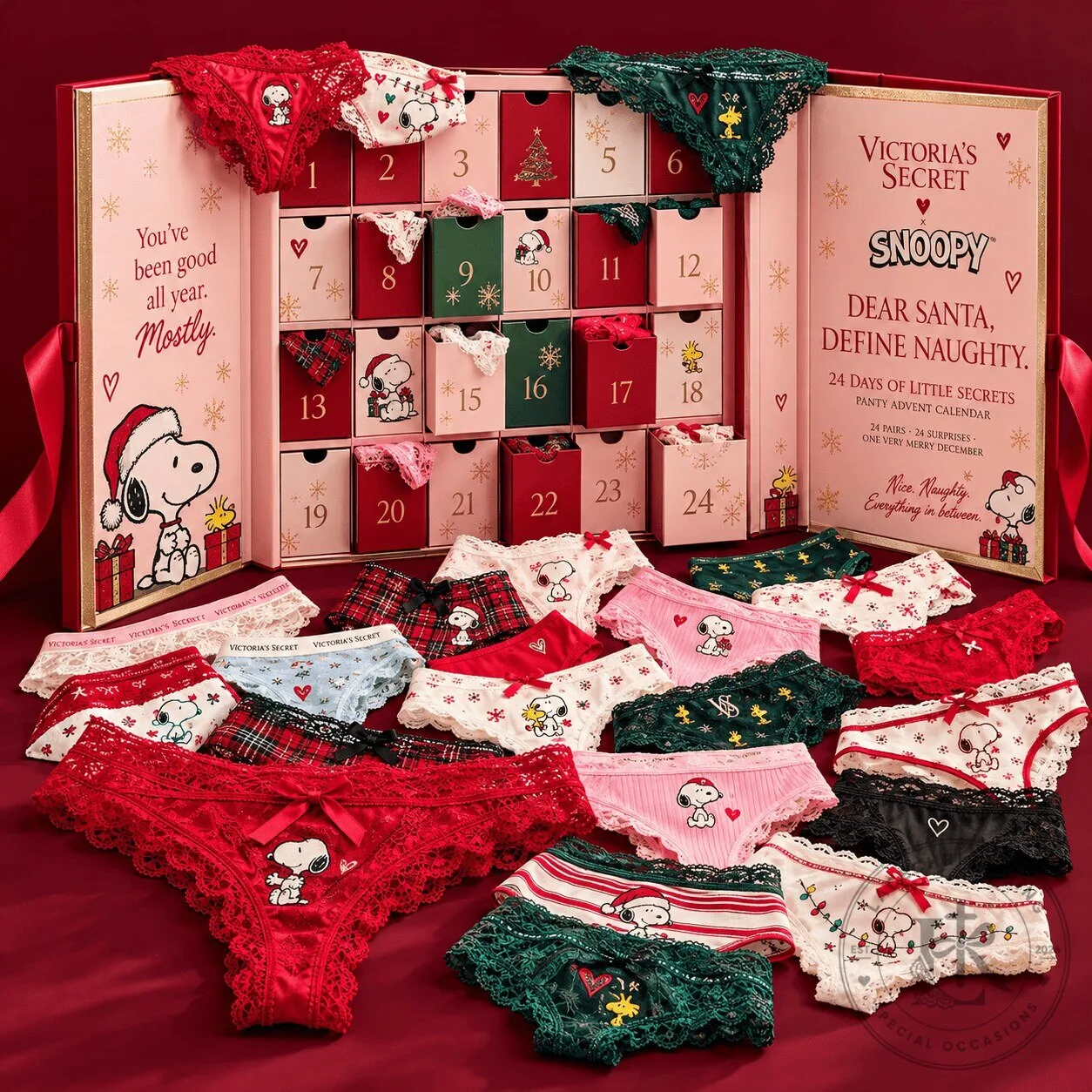 Snoopy Victoria's Secret Christmas Panty Advent Calendar 2D