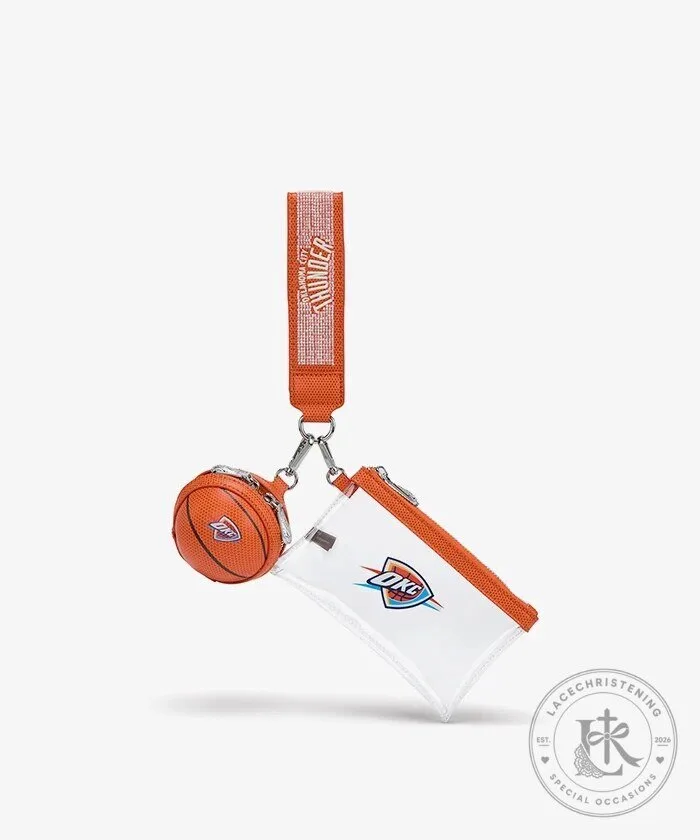 Oklahoma City Thunder Basketball Clear Wristlet Bag Keychain Set