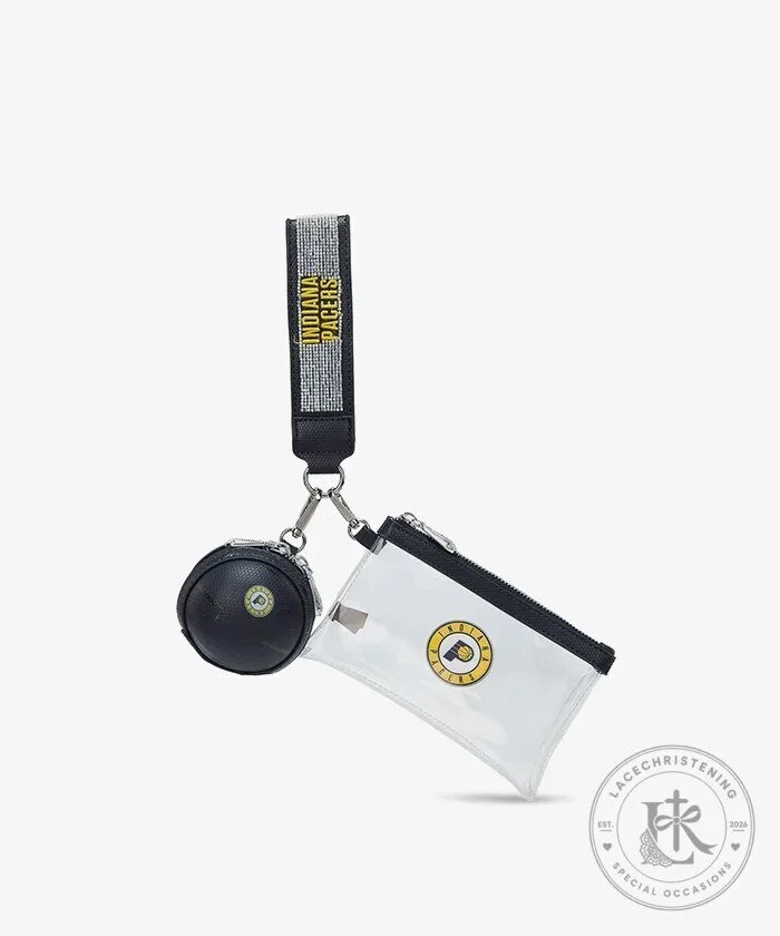 Indiana Pacers Clear Wristlet Set with Round Pouch and Keychain